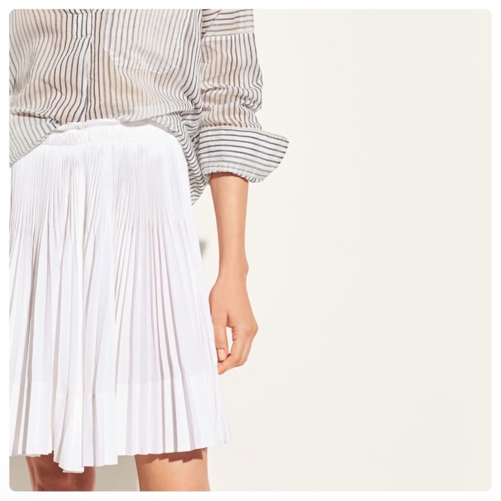Vince. white striped Pleated 100% Cotton Skirt Sz 8 - Picture 15 of 15